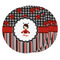 Ladybugs & Stripes Round Fridge Magnet - THREE