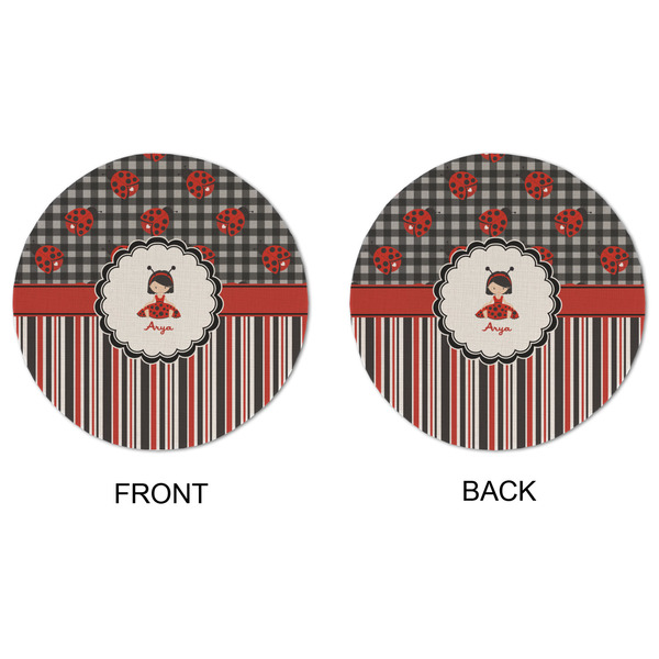Ladybugs & Stripes Round Linen Placemats - APPROVAL (double sided)