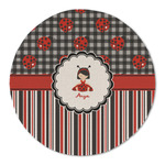 Ladybugs & Stripes Round Linen Placemat (Personalized)