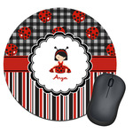 Ladybugs & Stripes Round Mouse Pad (Personalized)