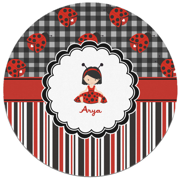 Ladybugs & Stripes Round Mousepad - APPROVAL