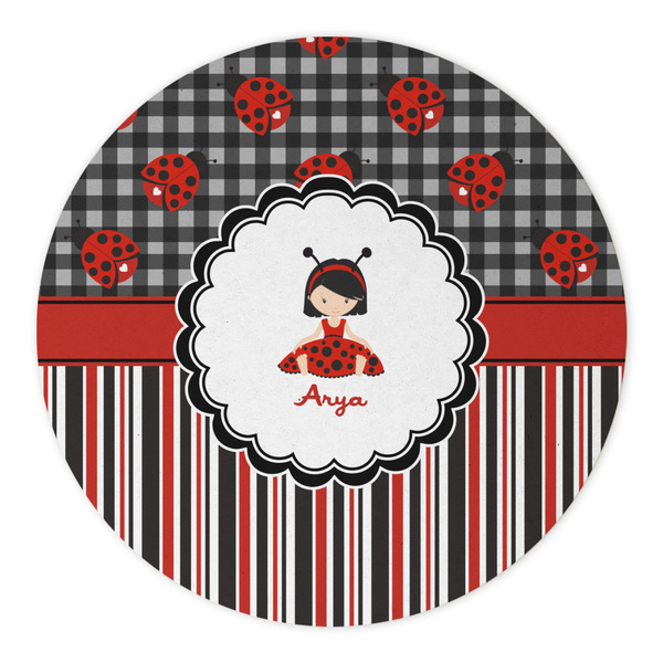 Ladybugs & Stripes Round Paper Coaster - Approval