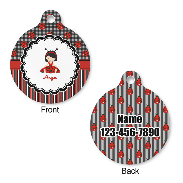 Ladybugs & Stripes Round Pet ID Tag - Large - Approval