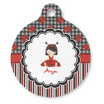 Ladybugs & Stripes Round Pet ID Tag - Large (Personalized)
