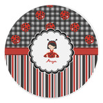 Ladybugs & Stripes Round Stone Trivet (Personalized)