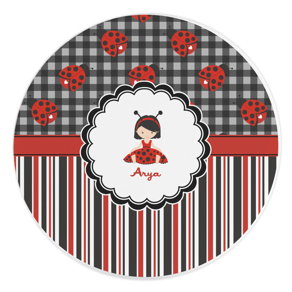 Custom Ladybugs & Stripes Round Stone Trivet (Personalized)