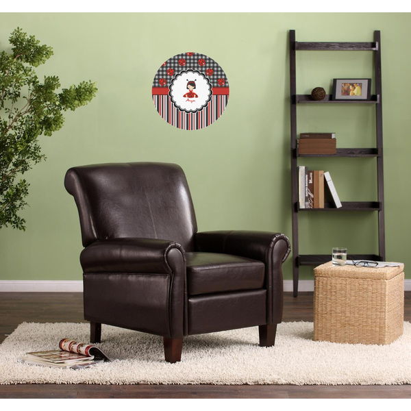 Ladybugs & Stripes Round Wall Decal on Living Room Wall