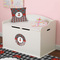Ladybugs & Stripes Round Wall Decal on Toy Chest