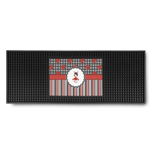 Custom Ladybugs & Stripes Rubber Bar Mat (Personalized)