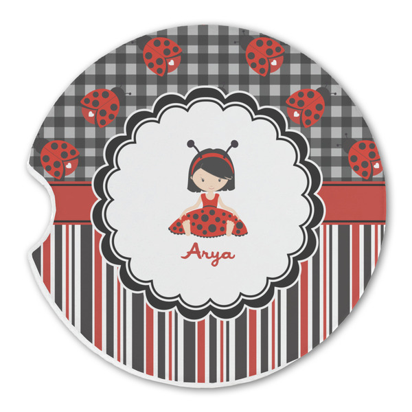 Ladybugs & Stripes Sandstone Car Coaster - Single