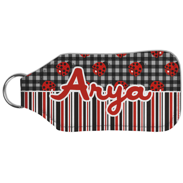 Ladybugs & Stripes Sanitizer Holder Keychain - Large (Back)