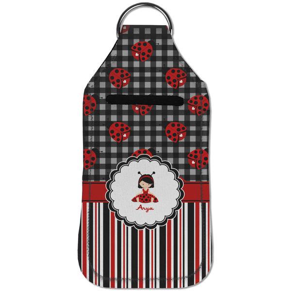 Ladybugs & Stripes Sanitizer Holder Keychain - Large (Front)