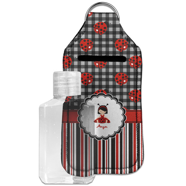 Custom Ladybugs & Stripes Hand Sanitizer & Keychain Holder - Large (Personalized)