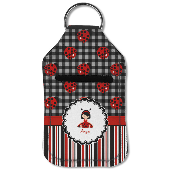 Ladybugs & Stripes Sanitizer Holder Keychain - Small (Front Flat)