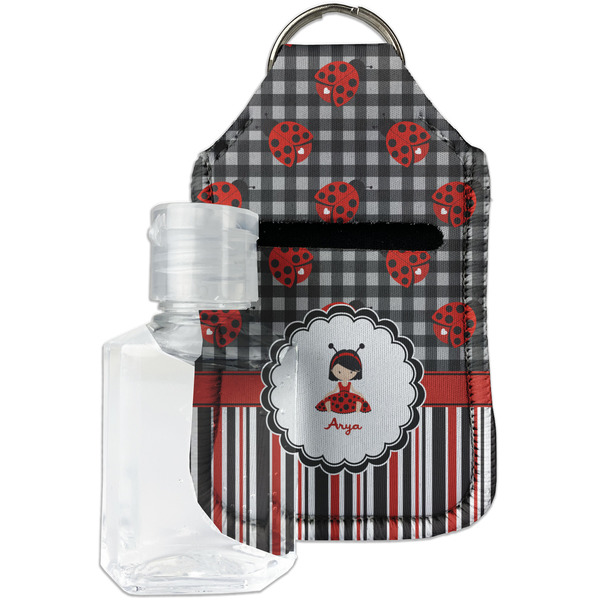Custom Ladybugs & Stripes Hand Sanitizer & Keychain Holder - Small (Personalized)