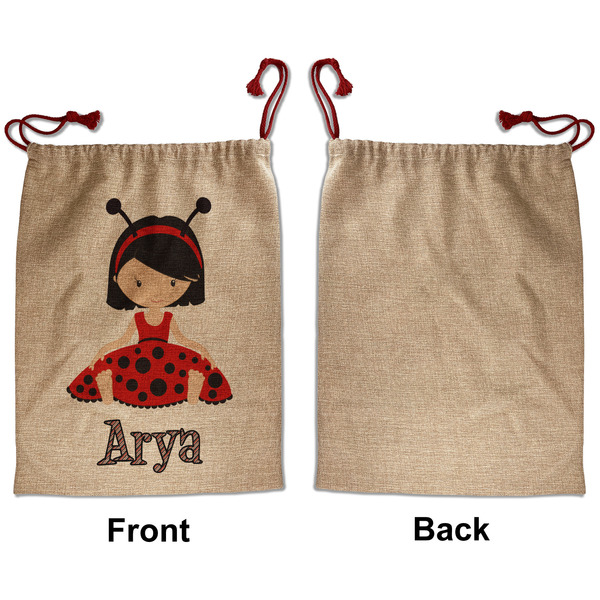 Ladybugs & Stripes Santa Bag - Approval - Front