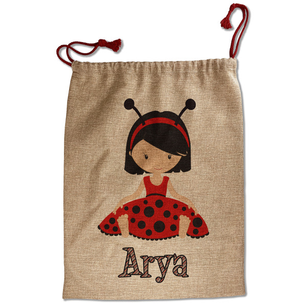 Ladybugs & Stripes Santa Bag - Front