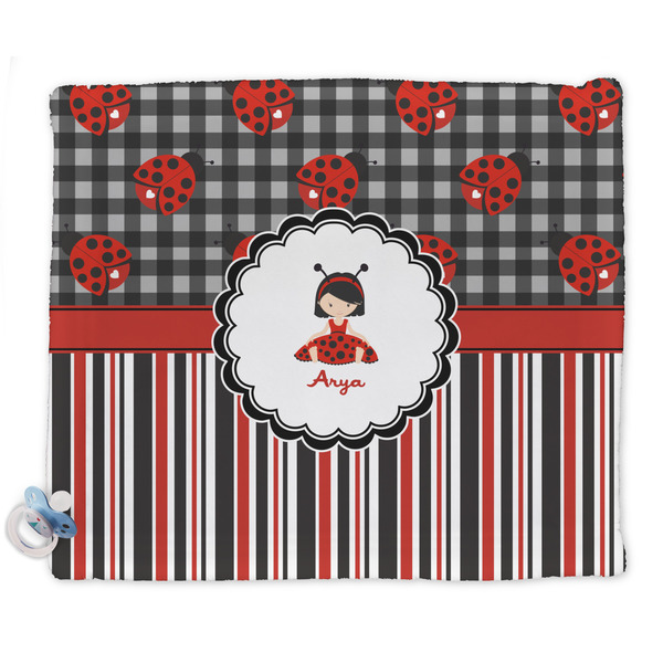 Custom Ladybugs & Stripes Security Blanket - Single Sided (Personalized)