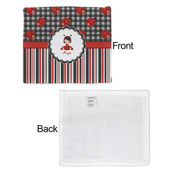 Ladybugs & Stripes Security Blanket - Front & White Back View