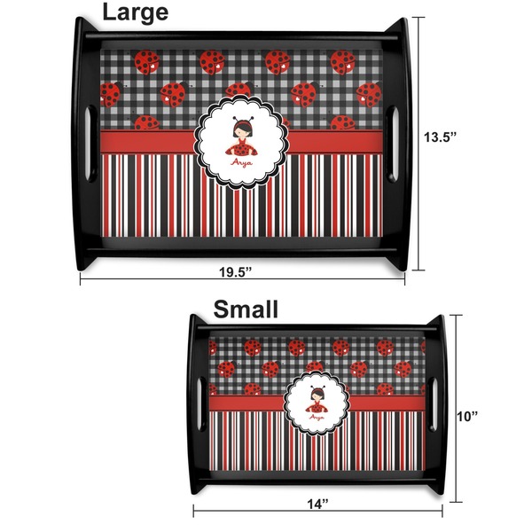 Ladybugs & Stripes Serving Tray Black Sizes