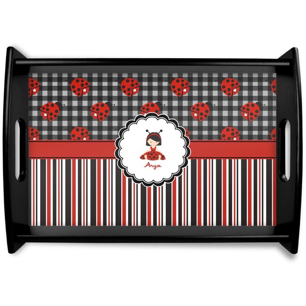 Custom Ladybugs & Stripes Wooden Tray (Personalized)