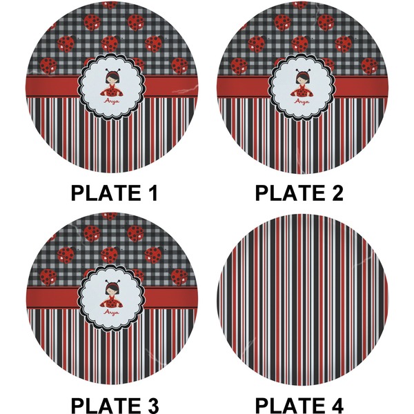 Ladybugs & Stripes Set of Lunch / Dinner Plates (Approval)