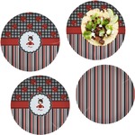 Ladybugs & Stripes Set of 4 Glass Lunch / Dinner Plate 10" (Personalized)