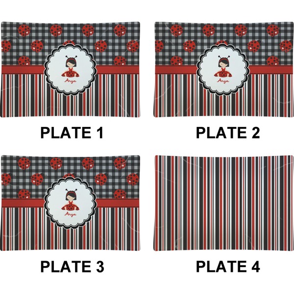 Ladybugs & Stripes Set of Rectangular Appetizer / Dessert Plates (Approval)