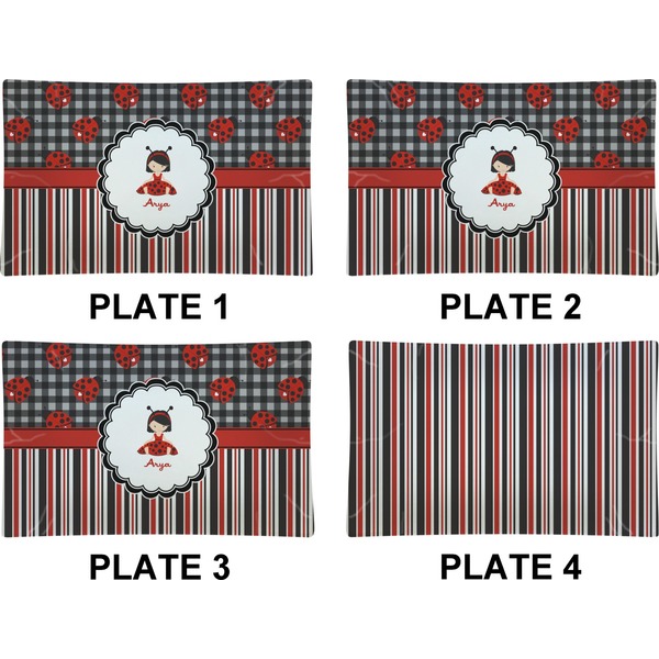 Ladybugs & Stripes Set of Rectangular Dinner Plates (Approval)
