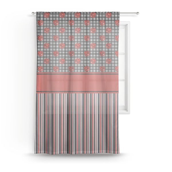 Custom Ladybugs & Stripes Sheer Curtain - 50"x84"