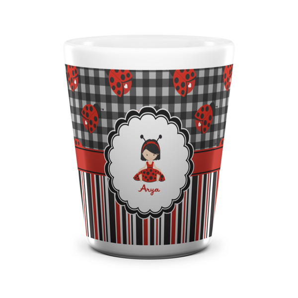 Ladybugs & Stripes Shot Glass - White - FRONT