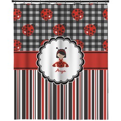 Ladybugs & Stripes Extra Long Shower Curtain - 70"x84" (Personalized)