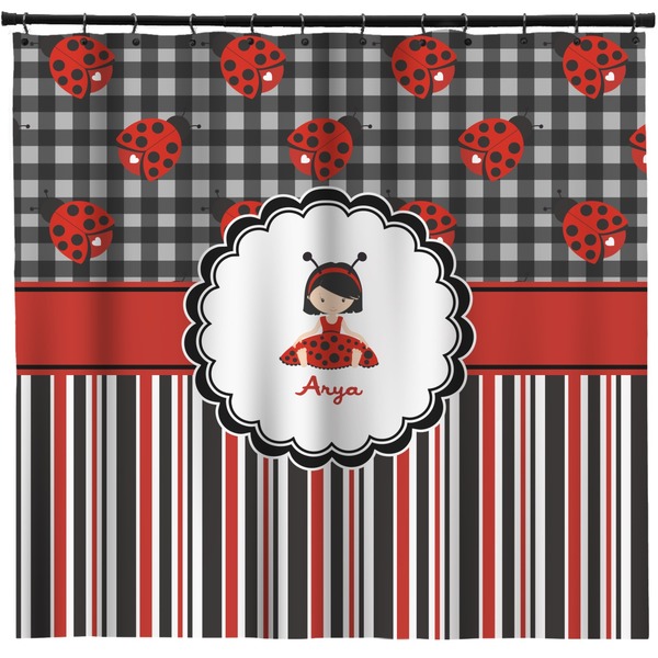Custom Ladybugs & Stripes Shower Curtain - Custom Size (Personalized)