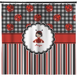 Ladybugs & Stripes Shower Curtain (Personalized)