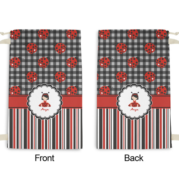 Ladybugs & Stripes Small Laundry Bag - Front & Back View