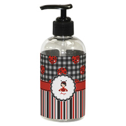 Ladybugs & Stripes Plastic Soap / Lotion Dispenser (8 oz - Small - Black) (Personalized)