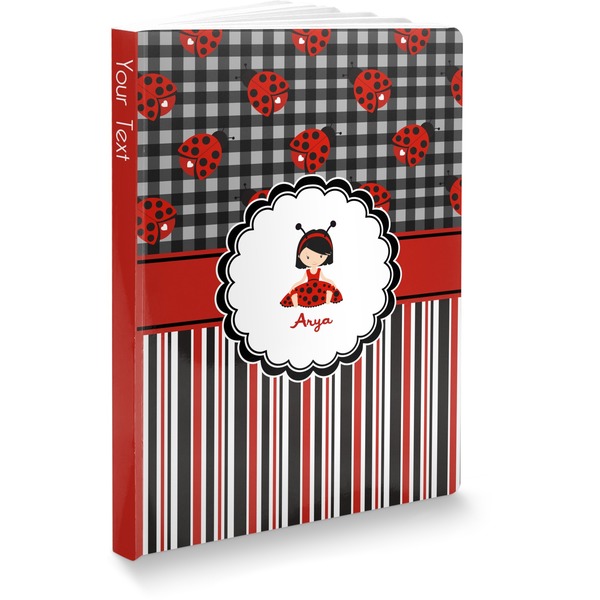 Custom Ladybugs & Stripes Softbound Notebook - 7.25" x 10" (Personalized)