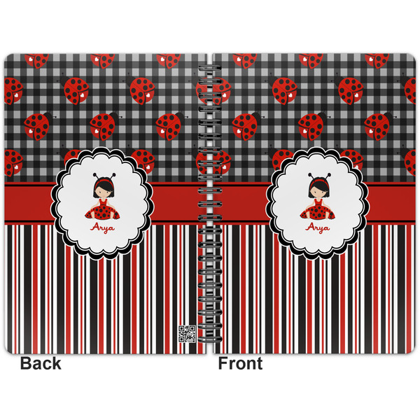 Ladybugs & Stripes Spiral Journal 7 x 10 - Apvl