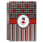 Ladybugs & Stripes Spiral Notebook - 7x10 w/ Name or Text