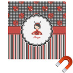 Ladybugs & Stripes Square Car Magnet - 6" (Personalized)