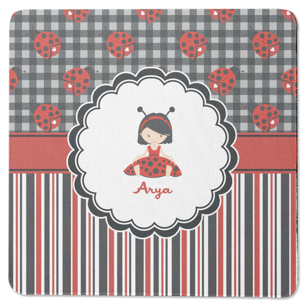 Ladybugs & Stripes Square Coaster Rubber Back - Single