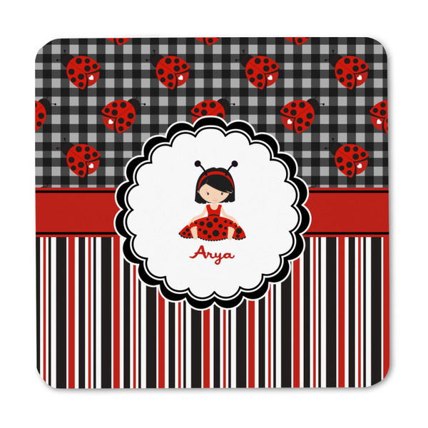 Ladybugs & Stripes Square Fridge Magnet - FRONT