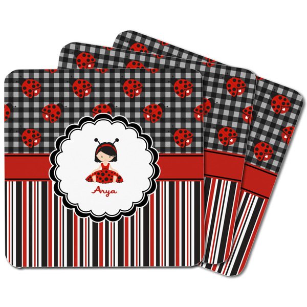 Ladybugs & Stripes Square Fridge Magnet - MAIN