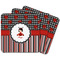 Ladybugs & Stripes Square Fridge Magnet - MAIN