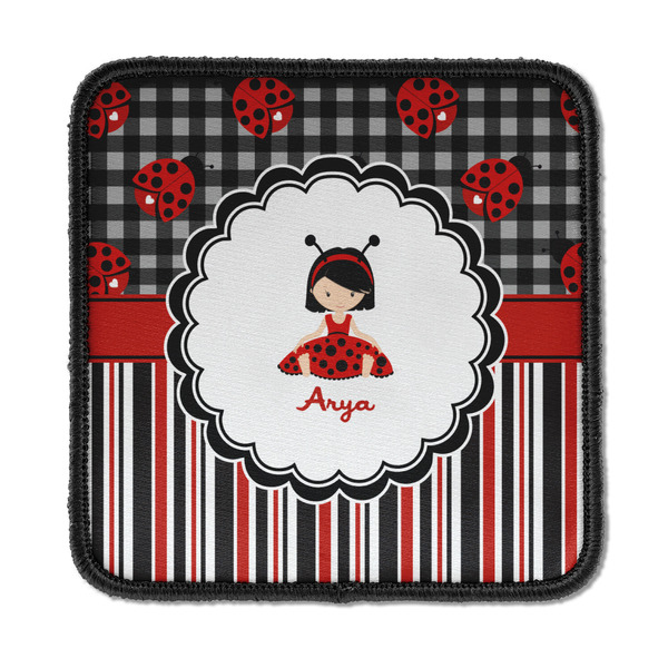 Custom Ladybugs & Stripes Iron On Square Patch w/ Name or Text