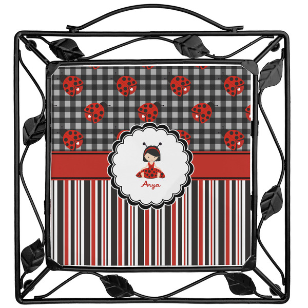 Custom Ladybugs & Stripes Square Trivet (Personalized)