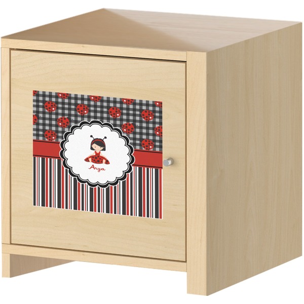 Ladybugs & Stripes Square Wall Decal on Wooden Cabinet