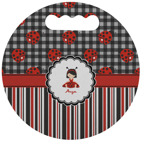 Custom Ladybugs & Stripes Stadium Cushion (Round) (Personalized)
