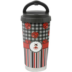 Ladybugs & Stripes Stainless Steel Coffee Tumbler (Personalized)