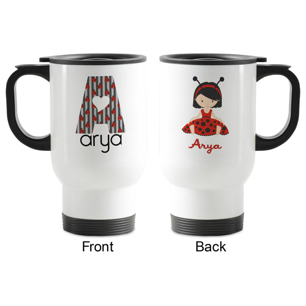 Ladybugs & Stripes Stainless Steel Travel Mug with Handle - Apvl